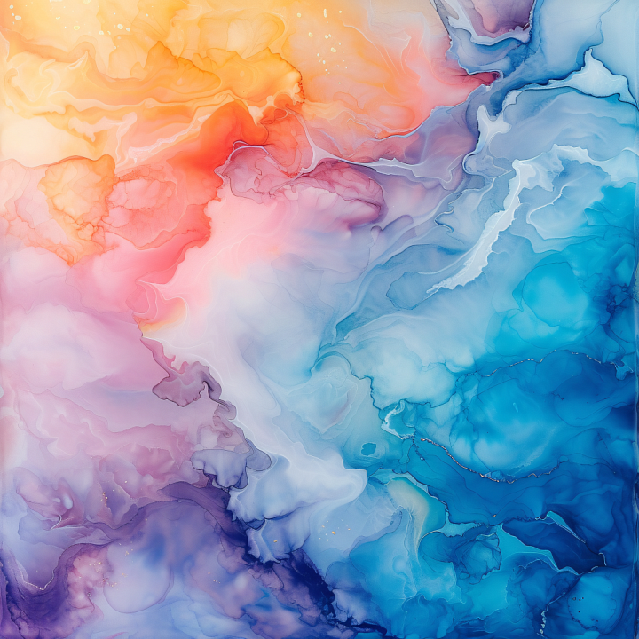 Alcohol Ink with Pastel Fluid Waves and Soft Transitions seamless PBR texture preview