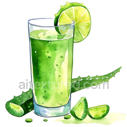 seamless Aloe Vera Juice Glass with Fresh Aloe and Lime Breakfast Illustration texture 8k free download PBR