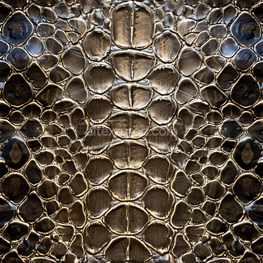 Seamless 3D PBR Crocodile Leather Texture with Glossy Black and Brown Scales