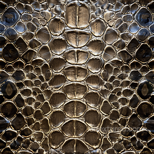 Crocodile Leather Texture with Glossy Black and Brown Scales seamless Leather PBR texture