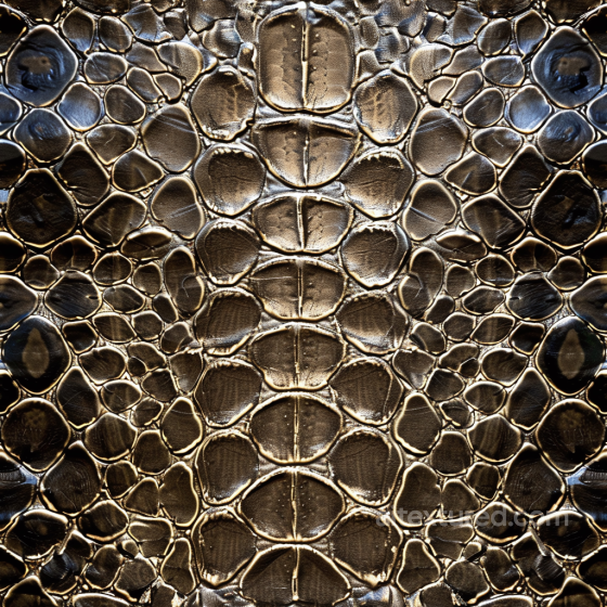 Crocodile Leather Texture with Glossy Black and Brown Scales Leather texture preview