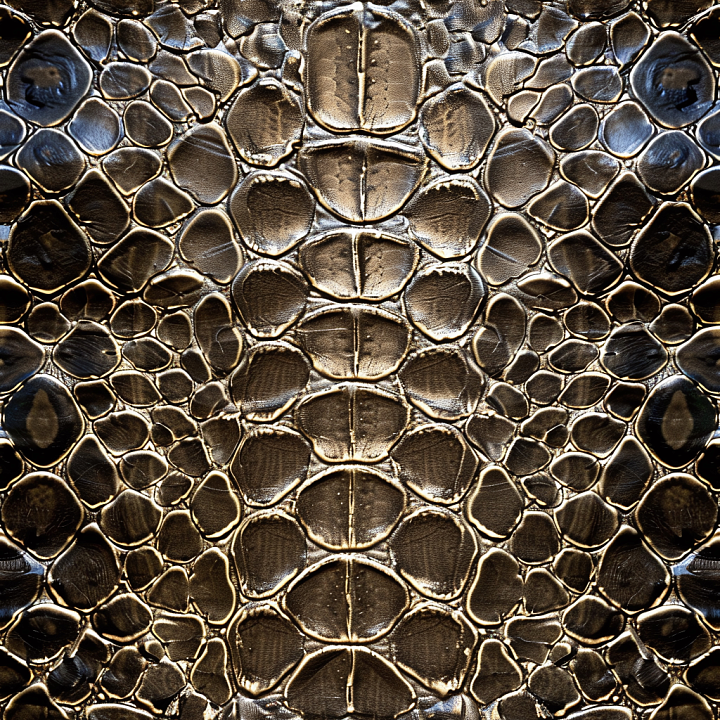 Crocodile Leather with Glossy Black and Brown Scales seamless PBR texture preview
