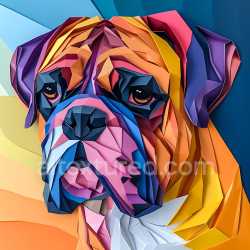 seamless Seamless 3D PBR Texture of Bullmastiff Dog Face in Origami Style with Bold Color Blocks texture 8k free download PBR