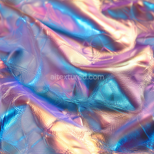 Seamless 3D PBR Texture of Holographic Iridescent Leather with Fine Grain and Reflective Finish
