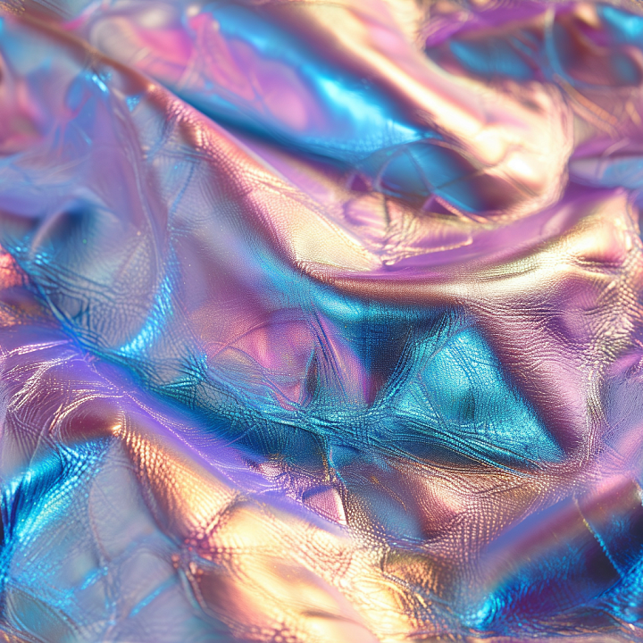 Holographic Iridescent Leather with Fine Grain and Reflective Finish seamless PBR texture preview