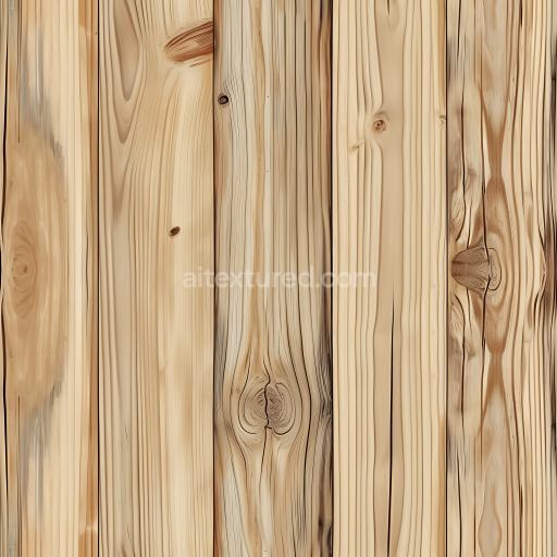 Seamless 3D PBR Light Pine Wood Planks Texture with Natural Knots and Straight Grain