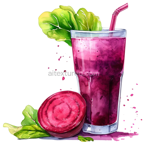 Vibrant Beetroot Juice Breakfast PNG Graphic with Fresh Greens