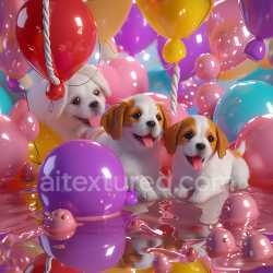 seamless Seamless 3D Inflated PBR Texture of Colorful Glossy Latex Balloons texture 8k free download PBR