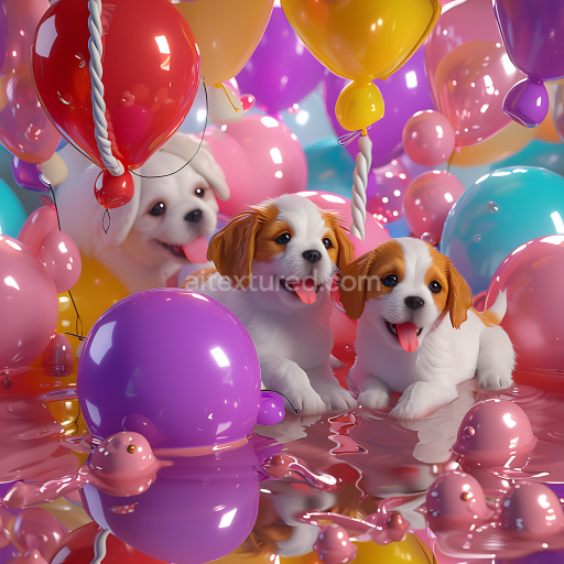 Seamless 3D Inflated PBR Texture of Colorful Glossy Latex Balloons