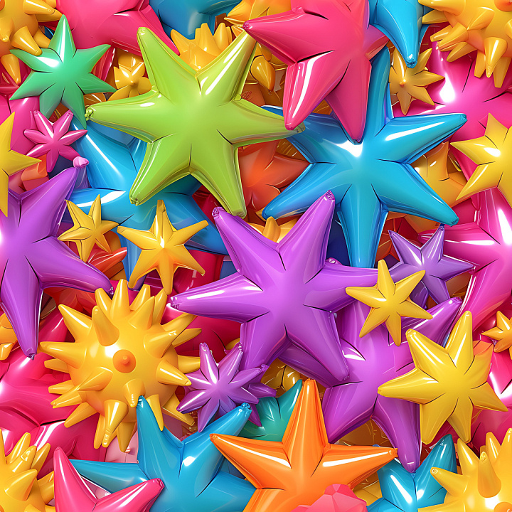 Inflated Vinyl Star-Shaped in Bright Colors seamless PBR texture preview