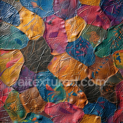 seamless Seamless 3D PBR Texture of Colorful Cracked Leather Patchwork with Distinct Grain and Wrinkles texture 8k free download PBR