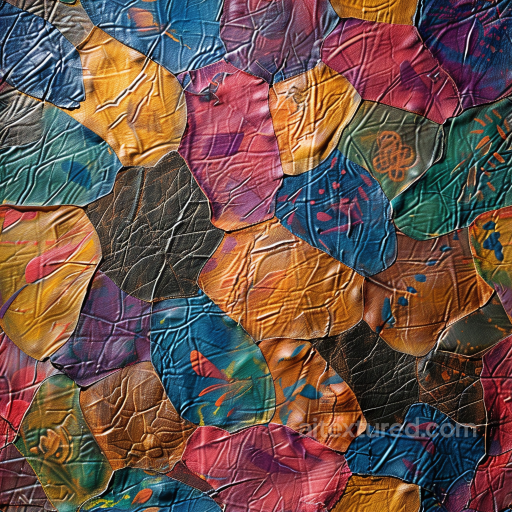 Colorful Cracked Leather Patchwork Seamless Texture with Distinct Grain and Wrinkles seamless Leather PBR texture
