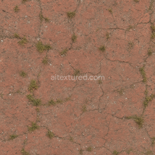 Seamless 3d texture pbr 8k brick red pavement with faded paint and rough wear marks