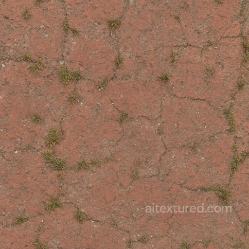 Brick Red Pavement With Faded Paint And Rough Wear Marks seamless Park pavement PBR texture