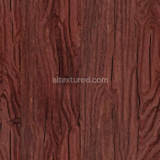 Seamless 3D PBR Texture of Dark Hardwood Planks with Distinct Grain and Subtle Cracks