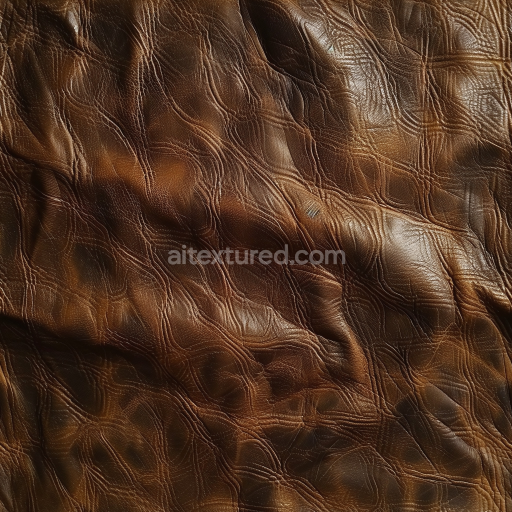 Seamless 3D Distressed Brown Leather PBR Texture with Detailed Wrinkles and Grain