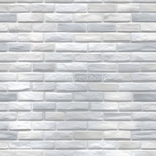 Seamless 3D Cracked White Brick Wall PBR Texture with Subtle Surface Variations