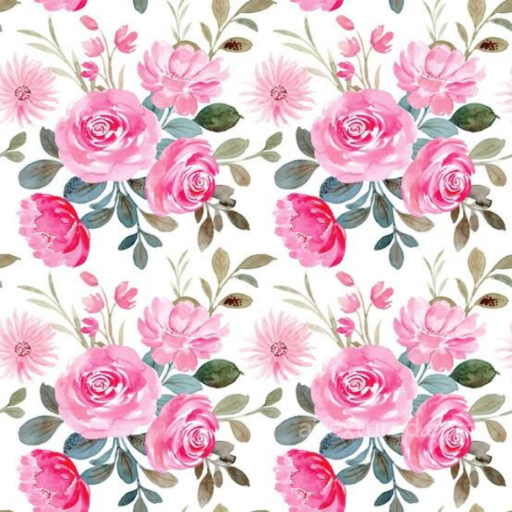 Pink Flower Watercolor Floral Pattern Texture seamless Pink Flower PBR texture