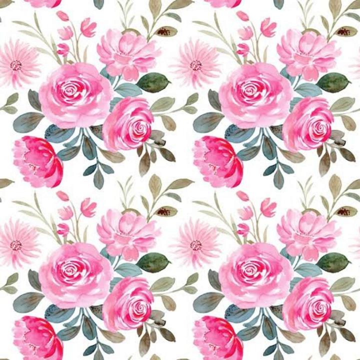 Pink Flower Watercolor Floral Pattern seamless PBR texture preview