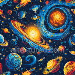 seamless Seamless 3D Space PBR Texture Featuring Stylized Galaxies and Colorful Planetary Orbits texture 8k free download PBR