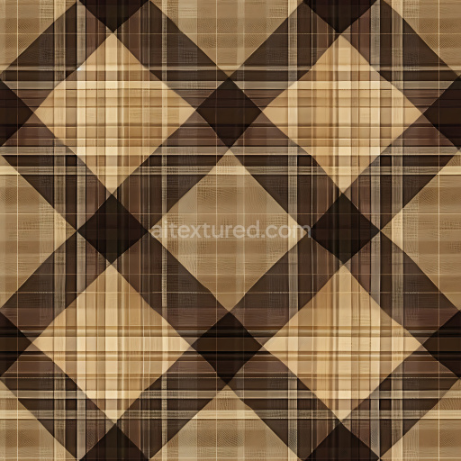 Seamless 3D PBR Texture of Tan and Brown Plaid Fabric with Woven Pattern