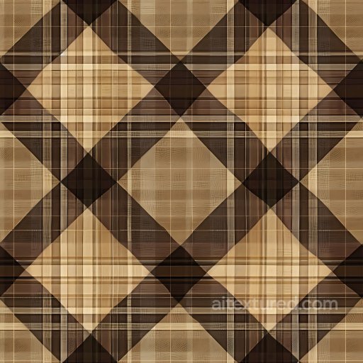 Seamless 3D PBR Texture of Tan and Brown Plaid Fabric with Woven Pattern texture preview
