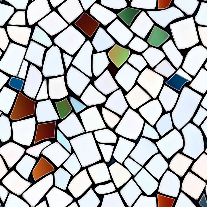 Mosaic with Irregular Multicolor Ceramic Tiles seamless PBR texture preview