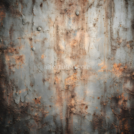 Seamless 3D PBR Rusty Metal Texture Featuring Cracked Paint and Corrosion