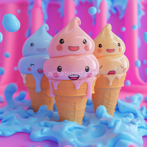 Seamless 3D Inflated PBR Soft Plastic Cartoon Texture in Pastel Colors