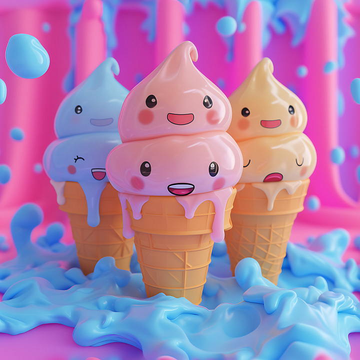 Inflated Featuring Glossy Puffy Dollop Shapes in Soft Pastel Colors seamless PBR texture preview