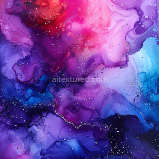 Seamless 3D Alcohol Ink PBR Texture Featuring Violet and Pink Fluid Swirls
