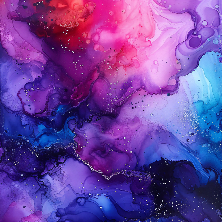 Alcohol Ink Featuring Violet and Pink Fluid Swirls seamless PBR texture preview
