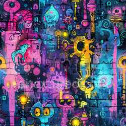 seamless Seamless 3D PBR Texture of Vibrant Colorful Graffiti Urban Wall Art texture 8k free download PBR