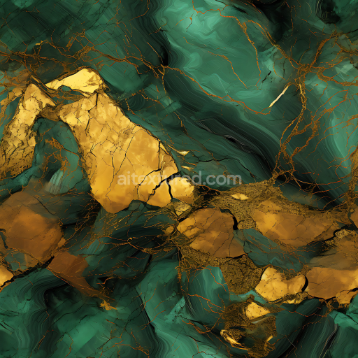 Seamless 3D Brown and Green Marble PBR Texture with Golden Veins and Highlights