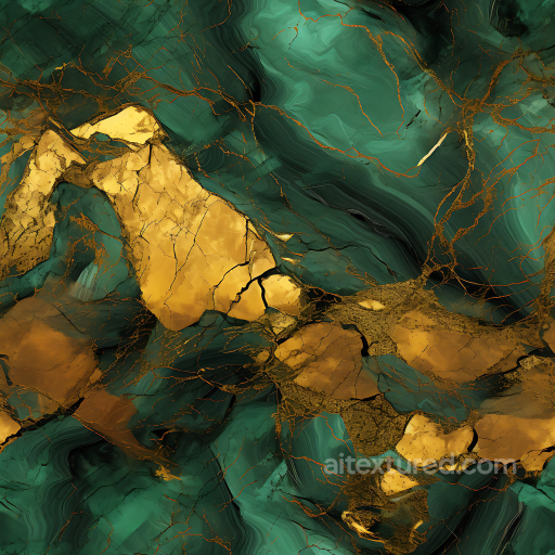 Brown and Green Marble PBR Texture with Golden Veins and Highlights seamless Marble PBR texture