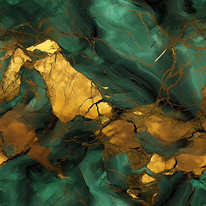 Brown and Green Marble with Golden Veins and Highlights seamless PBR texture preview