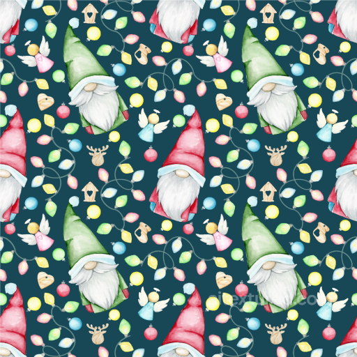 Featuring Watercolor Christmas Gnomes with Festive Lights seamless St patrick PBR texture
