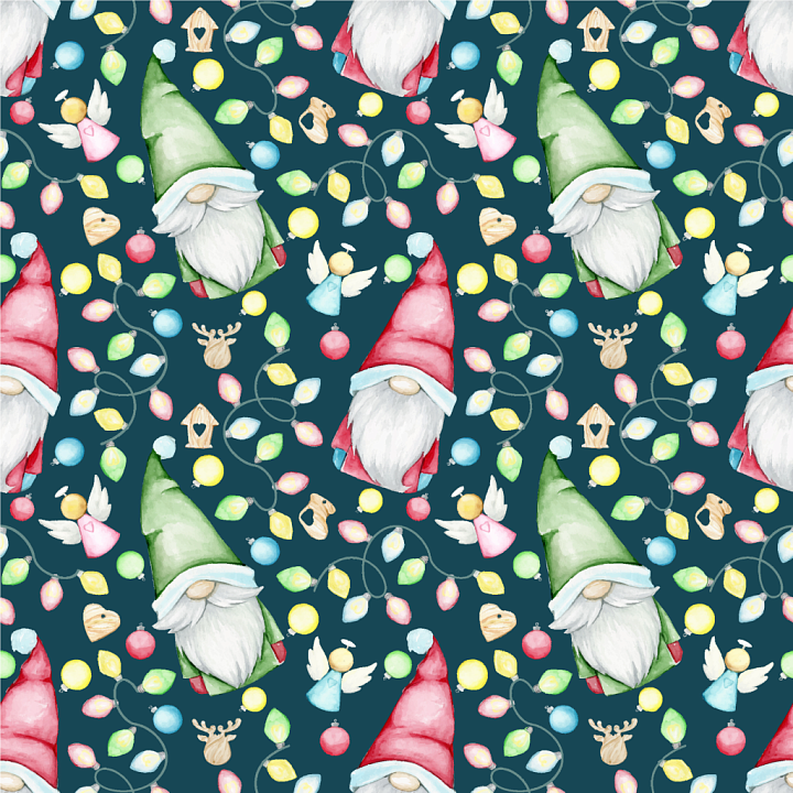 Featuring Watercolor Christmas Gnomes with Festive Lights seamless PBR texture preview