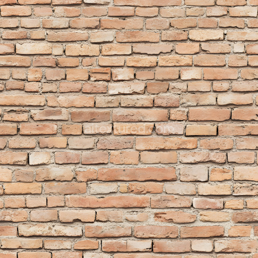 Seamless 3D Cracked Brick Wall PBR Texture with Weathered Orange and Beige Bricks