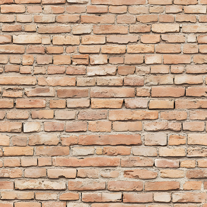 Cracked Brick Wall with Weathered Orange and Beige Bricks seamless PBR texture preview