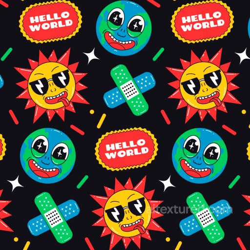 Featuring Colorful Happy Face Cartoon Pattern seamless Happy Face pattern PBR texture