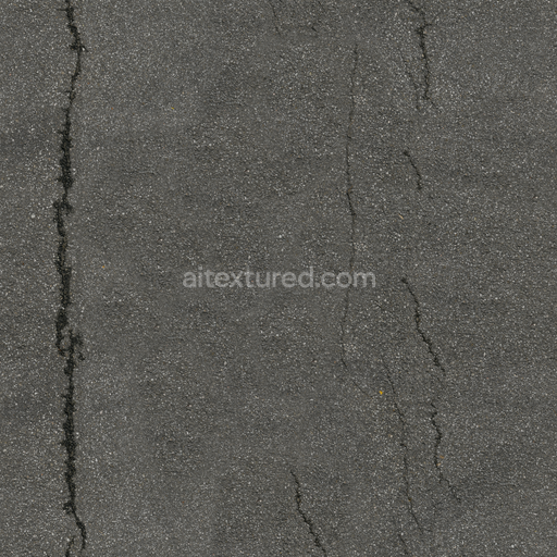 Asphalt Cracked Flat — Cracked Flat Road Gritty Weathered Grey — PBR seamless 3D texture