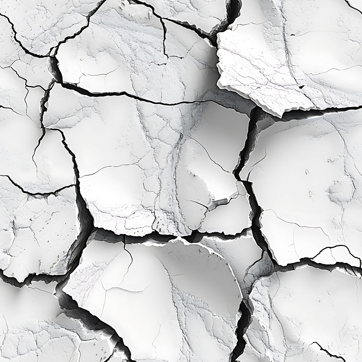 Cracked White Plaster with Deep Fractures and Layered Cracks seamless PBR texture preview