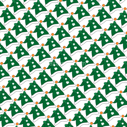 Seamless 3D PBR Texture of Green Winter Hat with Shamrock Pattern