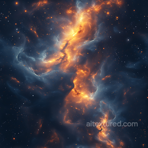 Nebula Space Texture with Vivid Orange Glows and Soft Blue Cosmic Clouds seamless Star, space, planets PBR texture
