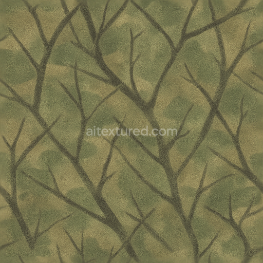 Seamless 3D Texture PBR 8K Twigs Pattern Woodland Camouflage Fabric