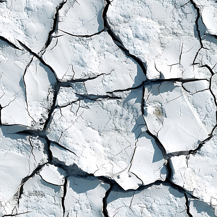 Cracked White Plaster With Deep Fractures And Rough Surfaces seamless PBR texture preview