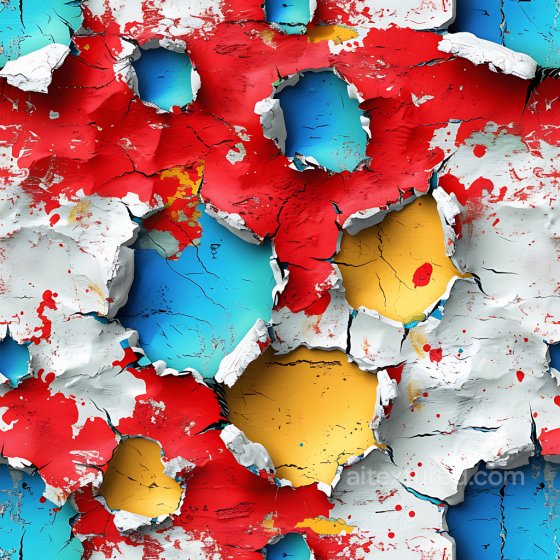 cracked and holed PBR texture of vibrant chipped paint layers Cracked & Holes texture preview