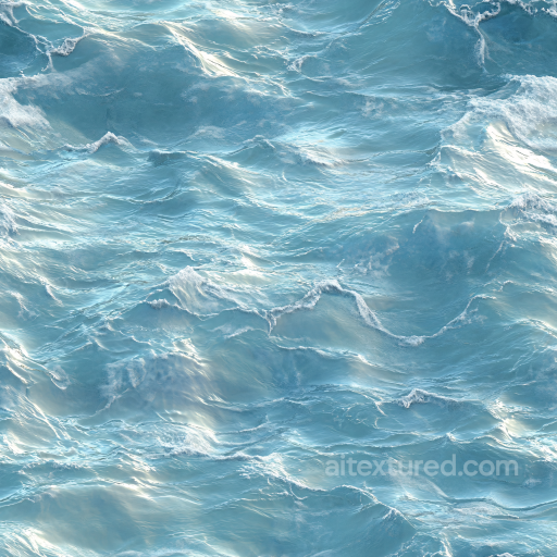Ocean Water Texture Featuring Realistic Waves and Foam seamless Water PBR texture