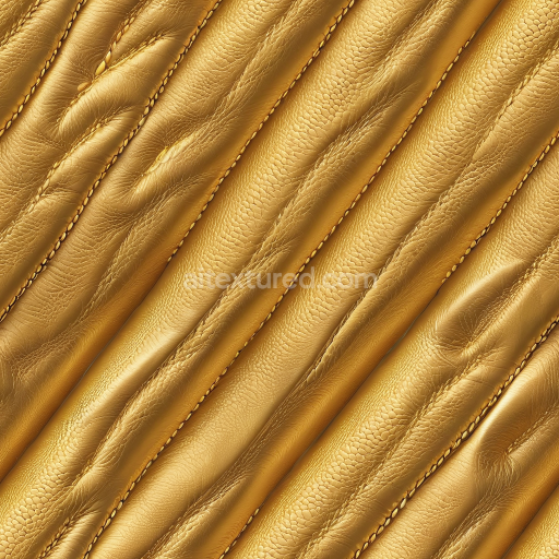 Seamless 3D Golden Quilted Leather PBR Texture with Stitched Padded Panels